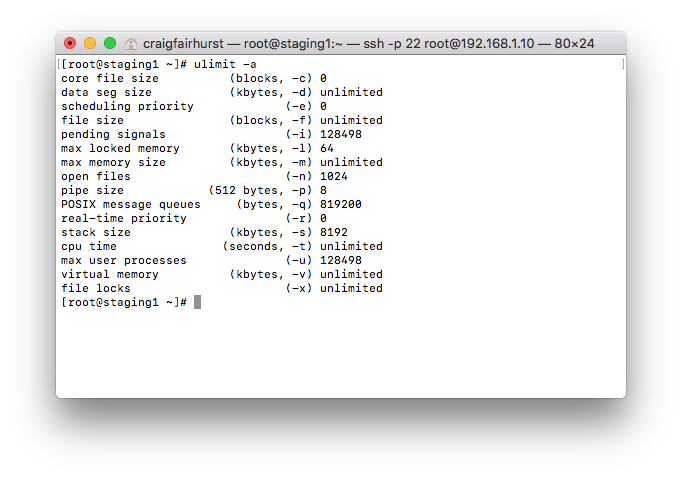ulimit -a